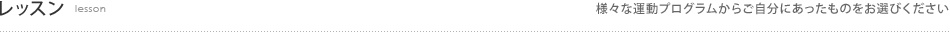 レッスン 様々な運動プログラムからご自分にあったものをお選びください